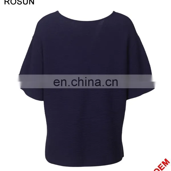 Women Split Side Silk Navy Batsleeves Knitted Pullover Poncho photo-2