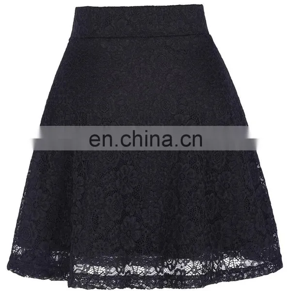 Kate Kasin Women Ladies Floral Pattern Lace Skirt A-Line Black Mini Skirt KK000445-1 photo-2