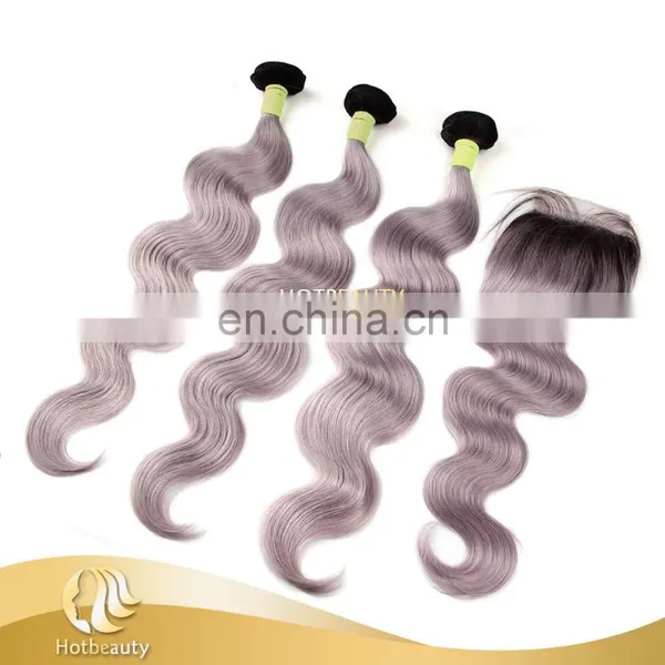 Fashion Grey Purple Color Free Part Lace Top Closure For Match The Grey Hair Weave photo-4