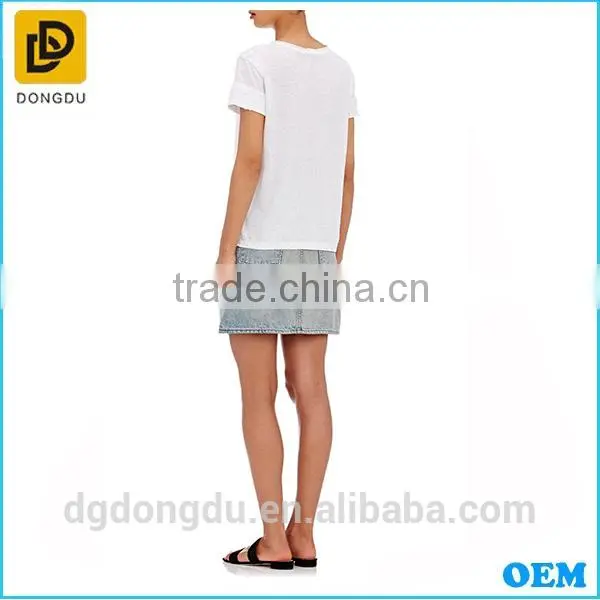 Wholesales China Casual 100% Cotton Custom White Simple Lady T Shirt photo-4