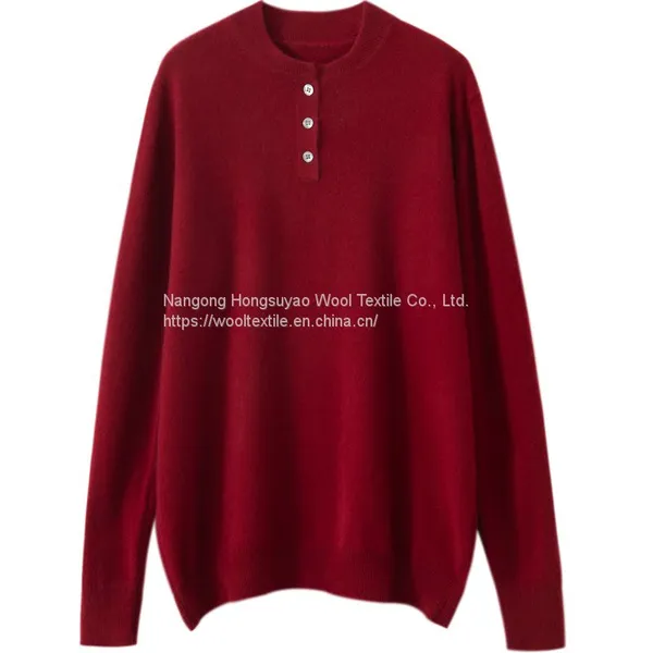 Spring and Autumn Men Fashion Round Neck Red Cashmere Sweater Knitted Pullover Sweater photo-4
