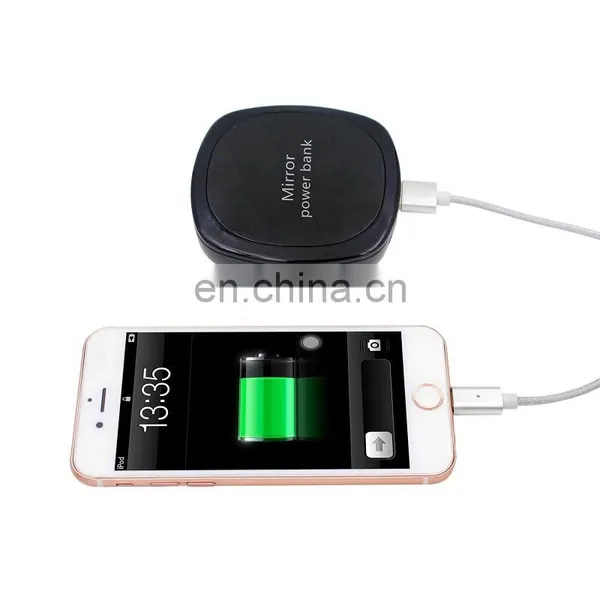 Led Light Compact Makeup Cosmetic Mirror With 4000mah Power Bank USB Charger photo-2