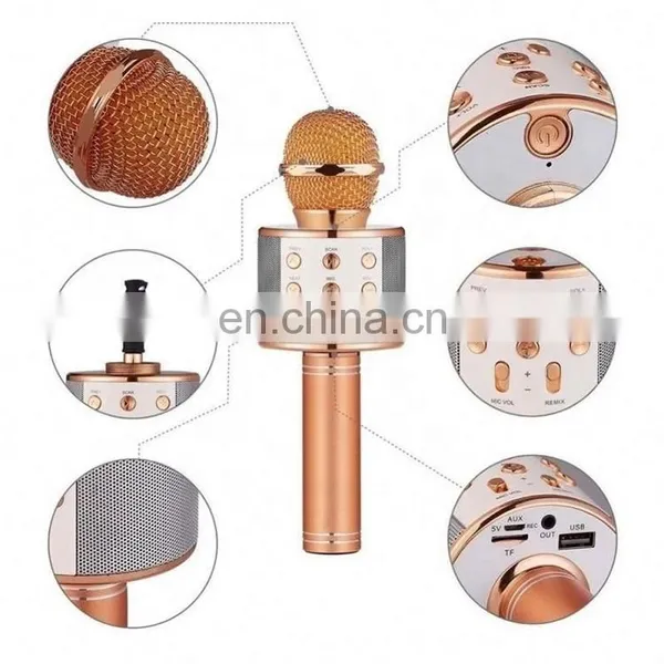 Portable Handheld KTV Microphone WS858 BT Wireless Microphone BT Speaker MIC Karaoke Singing Home Party WS 858 Microphone photo-4
