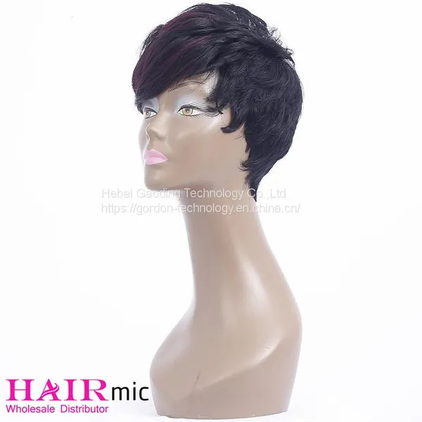 Short Wig With Long Bangs Natrual Color Full Lace Human Hair Wig photo-3