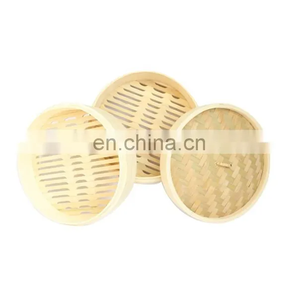 Handmade Traditional 10 Inch 2 Tier Natural Bamboo Steamer Basket With Lid