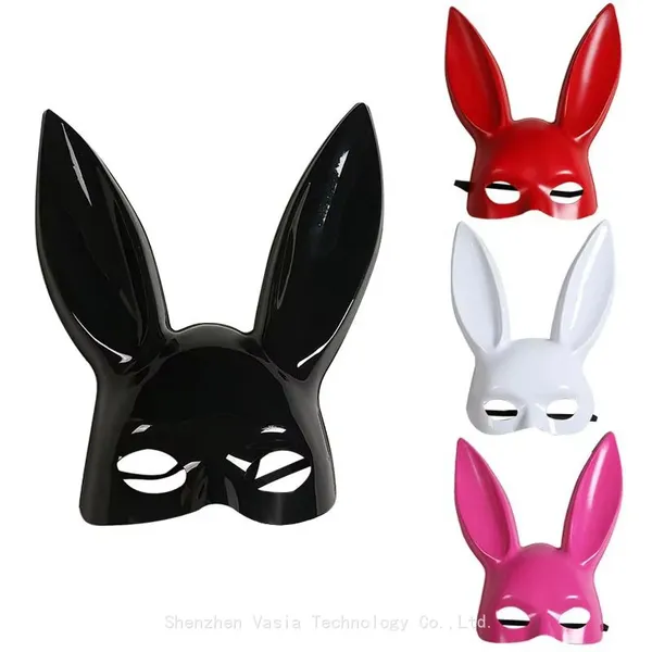 New Sexy Half Face Masks - Black White Bunny Ears for Nightclub Masquerade photo-2