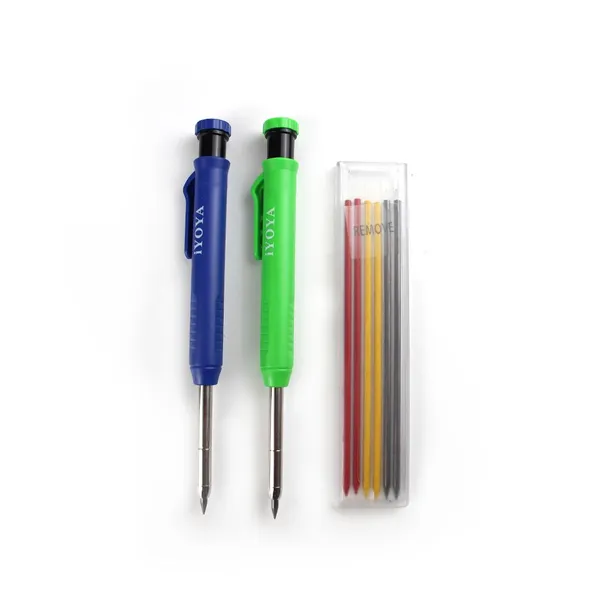 Long Nib Deep Hole Marker Pen and Black Refill Woodwork Mechanical Carpenter Woodworker Construction Pencil With Scale Markings photo-4