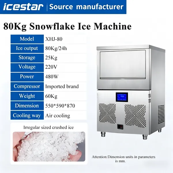 80kg/Day Snowflake Ice Equipment for Kitchen, Catering, Deli & Small Fishery photo-2