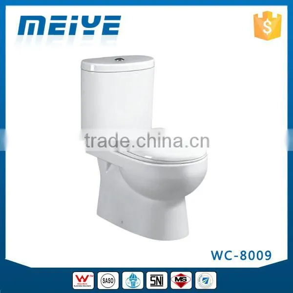 WC-8009 Washdown Two-piece Toilet With Soft Closing Cover Ramp Down Closer, Water Closet Toilet Bowl