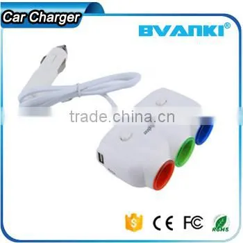 New Products 2016 High Quality Triple3 Way Splitter+Dual USB Port Car Cigarette Lighter Socket Splitter Charger With Gps Tracker photo-2