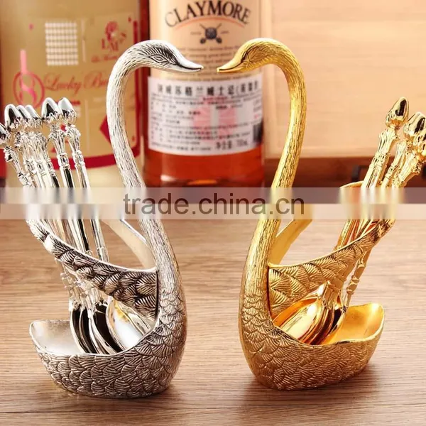 Custom Zinc Alloy Swan Tableware With Fork and Spoon