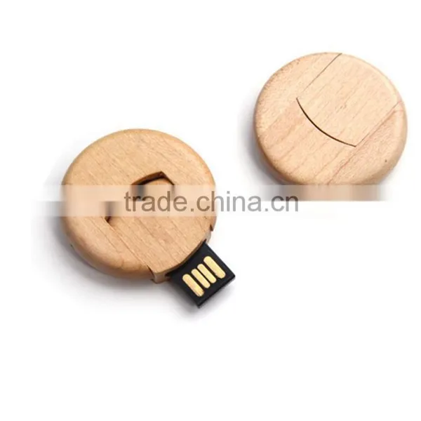 8GB Natural Wood Bamboo Usb Flash Drive, Swivel Round Coin 2.0 /3.0 Bamboo Usb photo-2