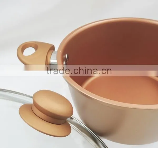 New Coffee Gold Color Aluminum Cookware Set Non Stick Coating Forged Imitation Looks photo-3