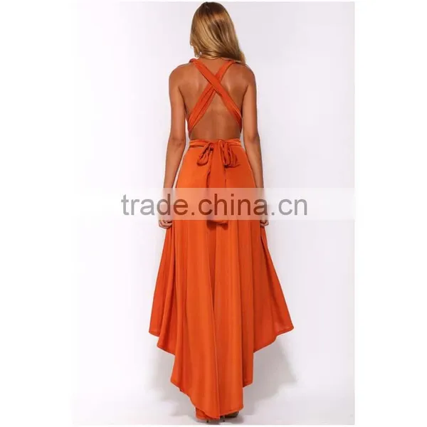Women Bridesmaid Solid Wrap Convertible Multi Way Long Maxi Dress For Cocktail Gown photo-2