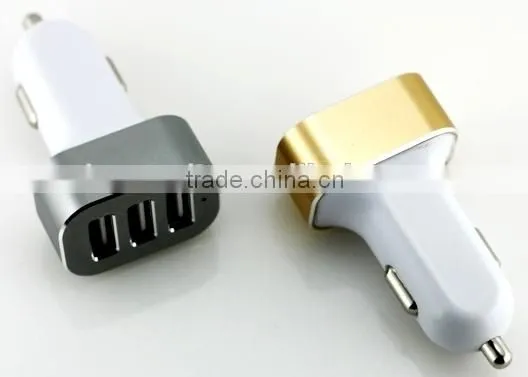 Stylish 3 USB Car Charger With Aluminium Finish