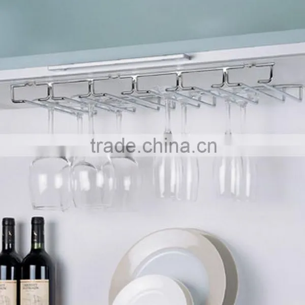 Top Home Bar Glasses Storage Hanging Wine Glass Rack Chrome photo-2