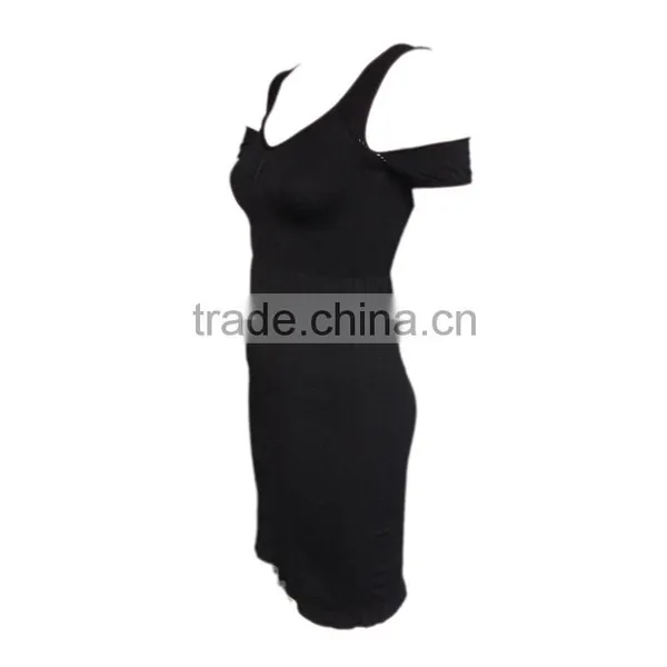 2016 New Design Seamless off Shoudler Sexy Women Loose Black Dress for Wholesale photo-2