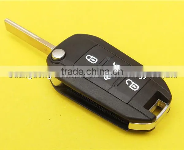 Peugeot Car Key 3 Button Flip Remote Replacement Key Shell With Groove Blade photo-5