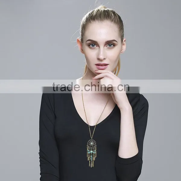 Collier Femme Plume Dreamcatcher Native American Fringe Necklace Collier Attrape Reve Colares Boho Chic Collana Acchiappasogni photo-3