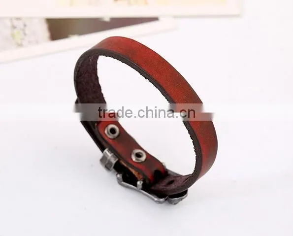 Braided Leather Bracelet Cuff With Metal Snap Closure Adjustable Genuine Leather photo-3