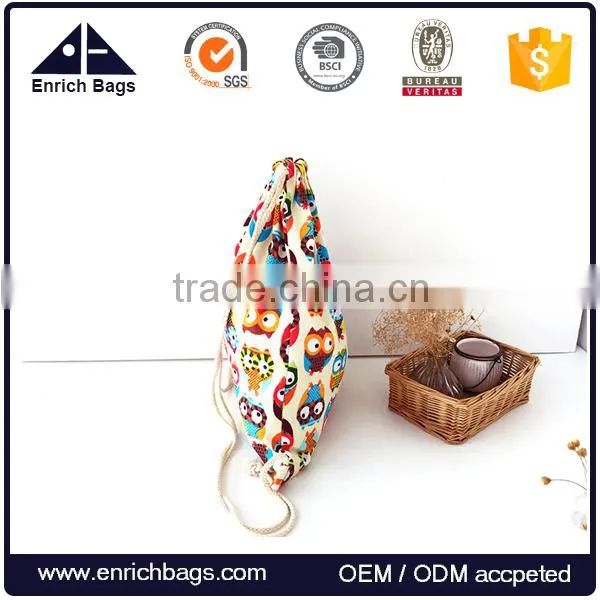 Enrich Drawstring Bag Canvas Cute Owl Design photo-4