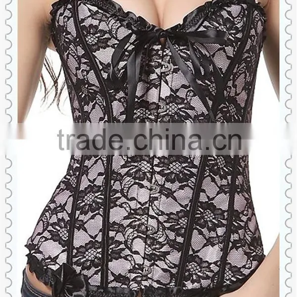 On Sale Overbust Corset Waist Training Top Dance Club Corsets With Lace up photo-6
