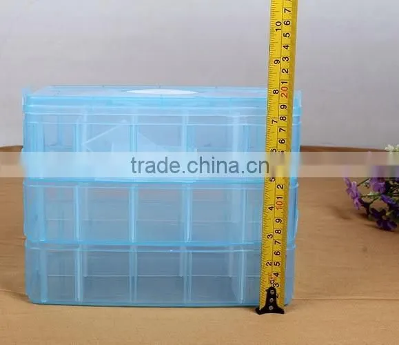 25*18.7*17cm Three Layers 30 Compartments Jewelry Adjustable Plastic Storage Box Jewelry Earring Bin Case Container photo-5
