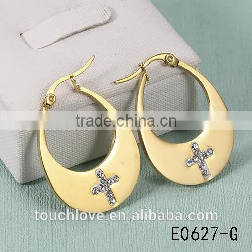 big hook with diamond cross jewelry gold earrings women