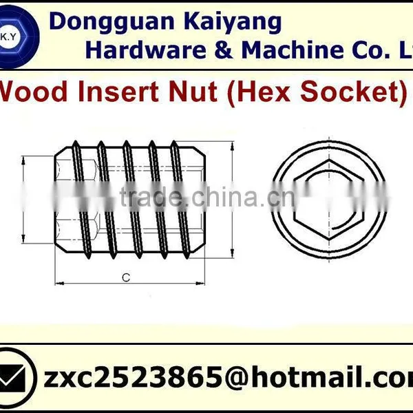 Insert Nut/ Wood Insert Nut / Hex Socket (Furniture Fastener); M6, M8, M10 photo-3