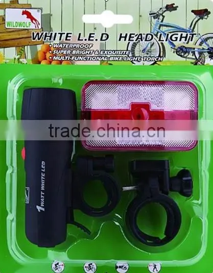 2015hot Sale Bicycle Front Light+rear Light Set 1wat Super Bright Light Set Bike Light Set