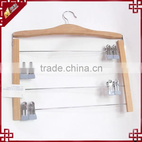 Space-saving 4 Tiers Metal Clips Wooden Skirt Hanger WK5398B photo-3