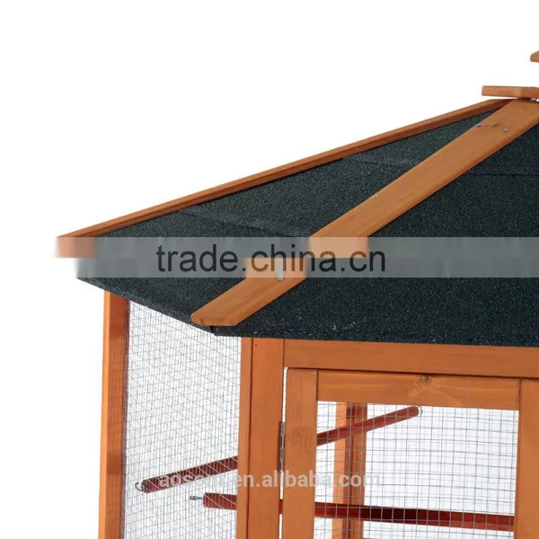 Pawhut 65" Green/Brown Large Hexagonal Outdoor Aviary Wooden Bird Cage photo-4