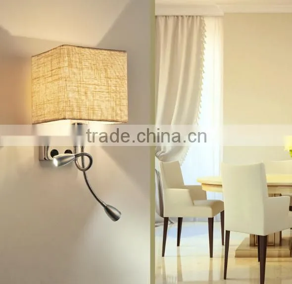 Chrome Body Fabric Shade Led Modern Hotel Wall Lamp For Project And Bedroom photo-2