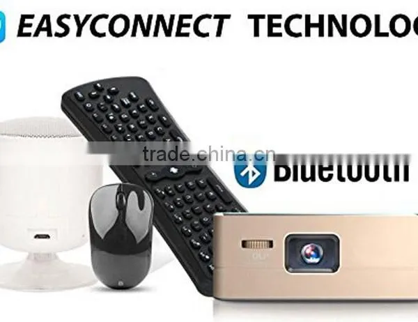 Smart Mini Pocket Pico Projector DLP 1920x1080 Wifi Bluetooth Support Miracast Airplay DLNA for Apple Android Phone Gold photo-3