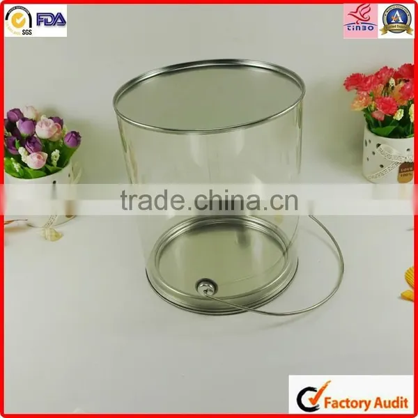 Customed Clear Metal Lid Hot Sale Pvc Round Pet Candy Pails Buckets photo-2