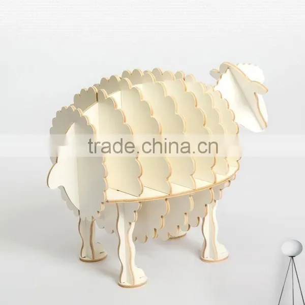 Puzzle Wood Craft Sheep Table Book Shelves Creative Animal Furniture photo-3