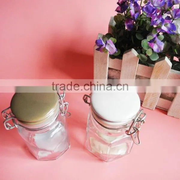 Mini Hexagonal Glass Jar With Clip Top photo-3
