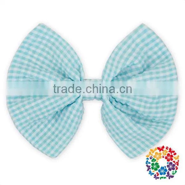 Grosgrain Boutique Hair Bow Seersucker Gingham Hair Bows for Girls Boutique photo-5