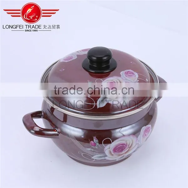 Deep Color Decal 20cm Enamel Drum Shape Cooking Pot / Stockpot/cassrole photo-2