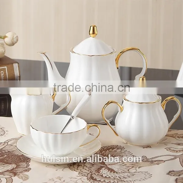 High Quality Bone China Royal Style 15pcs Coffee Set With Gold Rim photo-2