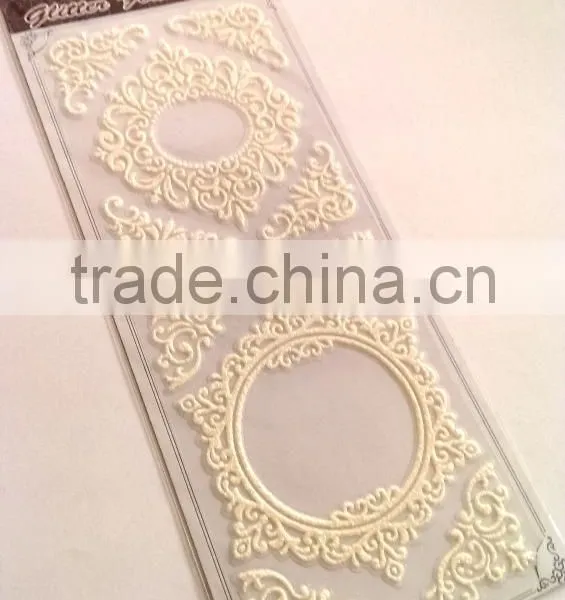 Decorative Glitter Frame Lace Foam Sticker, Classic Decorative Shinny Glitter Sticker photo-3
