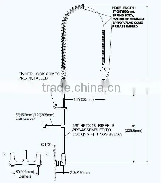 2016 Chrome Commercial Style Pot Filler Kitchen Faucet With Rre Rinse Spray photo-3