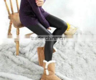 Wholesale Faux Suede High Waist Leggings Tan Breathable Women Legging Pants photo-4