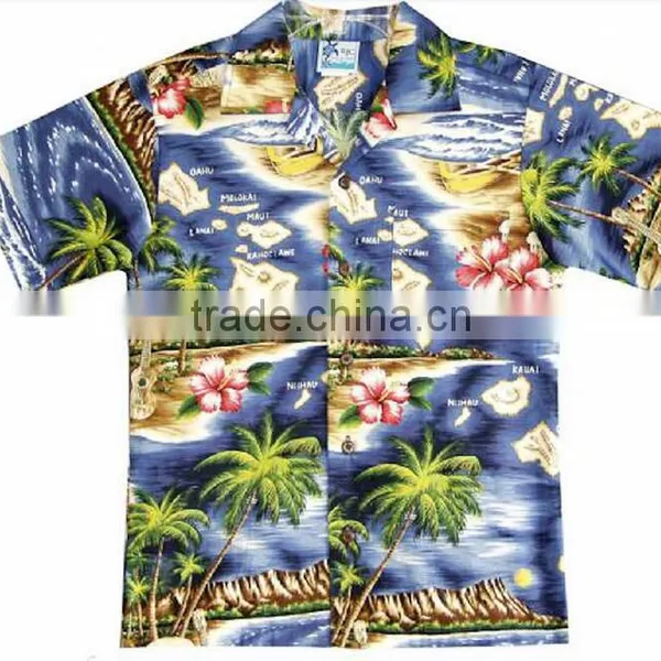 Man's Fashion Hawaiian Thin Summer Shirts with Maple leaf Pattern