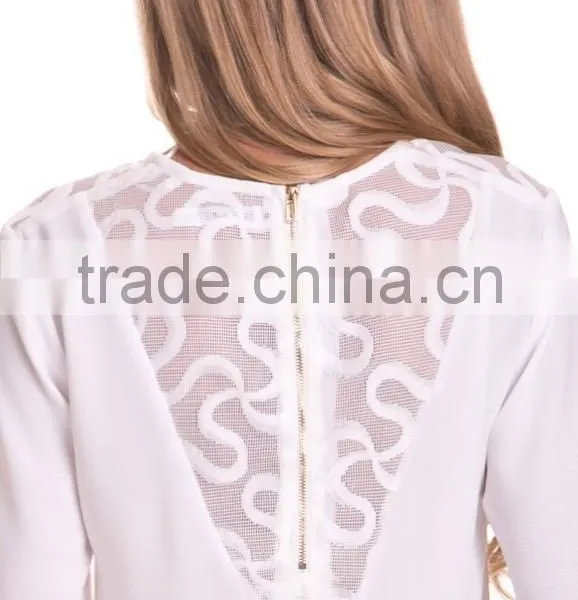 100%Polyester Long Sleeve Woman Blouse 2015,women Tank Tops in White photo-6