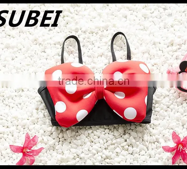 Children's Swimsuit Girls Swimsuit Big Wave Point Split Child Bikini Two-piece Swimsuit Children Swimming Cap photo-3