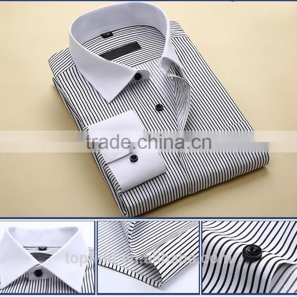 China Shirt Factory Competitive Price Oem Fashionable Perfect Quality Stripe Pattern Men's Dress Shirt With Long Sleeve photo-3