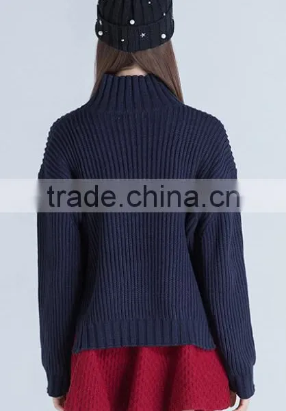 2017 Wool Turtleneck Knitted Paillette Pullover Winter Women Sweater With Factory Price photo-4