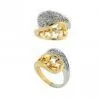 Stylish Yellow and White Gold Plating 925 Silver Engagement and Wedding Rings