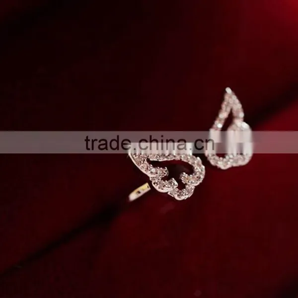 Women Rhinestone Angle Wing Midi Finger Knuckle Rings photo-2